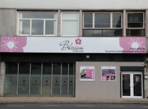 The first shop front office in Lincolnshire for Blossom Homecare.