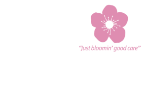 blossom home care logo white pink