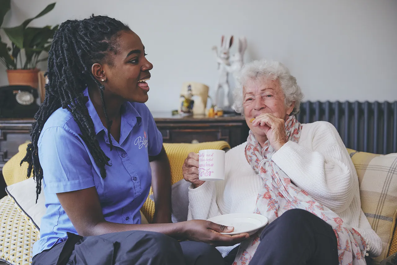 blossom home care happy client and carer