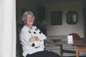 blossom home care smiling elderly client