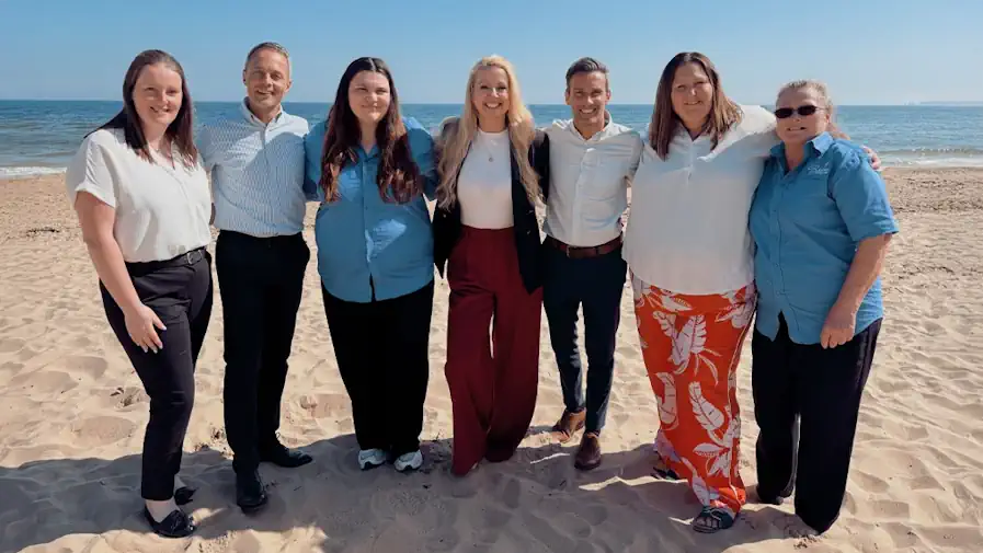 Blossom Home Care Poole Team photo with Ben Bushell and Craig Godbold