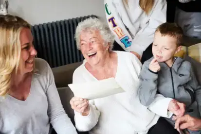 blossom home care happy elderly client