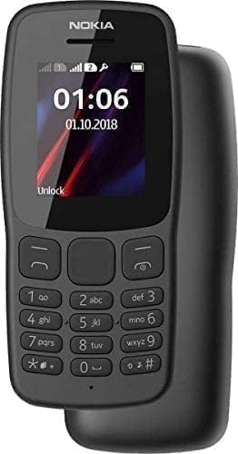 A Nokia 106 viewed from the front and back.