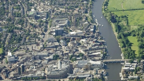 An aerial view of Surrey to represent in-home care services provided by Blossom Home Care in the local area.